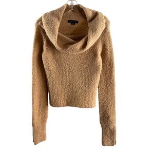 SILENCE & NOISE X-SMALL TAN LONG SLEEVE COWL NECK SWEATER